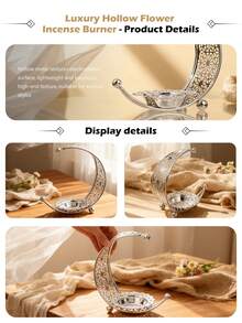 1个金属铁艺斋月烛台，现代欧式斋月装饰烛台，桌面家居装饰，带星星、月亮、灯笼图案的装饰烛台，适合斋月和开斋节使用。 - 多色 - 查看 6