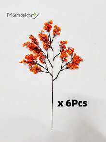 MEHELANY 8支橙色仿真花束，含丝绸呼吸花和满天星，适用于万圣节、婚礼、新娘、派对、家居装饰、春夏派对装饰、户外花园、母亲节、DIY花环、婚礼背景等场合。 - 橘色 - 查看 11