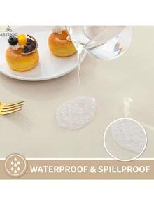 Rectangle Square Tablecloth, Waterproof Oil-Proof Scratch-Resistant Table Cloth, Wipe-Clean Polyester Table Cover For Dining Camping Indoor Outdoor, Multi-Size - 米色 - 查看 4