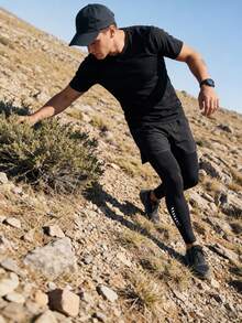 二合一男士户外长裤，抽绳腰带，可转换成短裤，适合运动、健身、跑步 - 黑色 - 查看 7