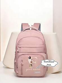 Customized Backpack, Women's Customized Style & "Lightweight Bright Color Backpack - School Bag, With Adjustable Shoulder Straps, Multi-Compartment Design, Nylon Material, Suitable For Travel, Commuting, Business Travel, Also An Ideal Choice For Christmas And Thanksgiving Gifts" - Multicolor - View 2