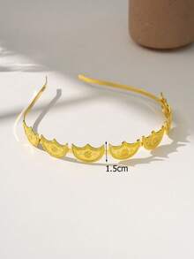 1件奢华镀金阿拉伯新娘头饰，月牙形发饰，适合婚礼、派对、日常佩戴 - 金色 - 查看 4