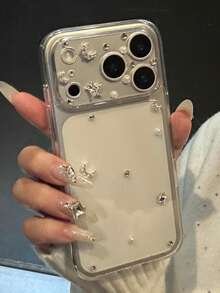 Luxury Glitter Rhinestone Star Moon High Transparency Hard PC Phone Case Compatible With IPhone 17ProMax 17Pro 16 15 14 13 12 Pro Max 11 Clear Stylish Shockproof Back Cover - Clear - View 3