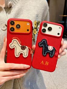 个性化仿皮心形吊坠手机壳，皮革心形吊坠蝴蝶结装饰，可定制姓名仿荔枝图案手机壳，兼容苹果17/16/15/14 Pro Max/13/12/11 Plus，情人节礼物，生日礼物，节日礼物，送给他的/她的礼物，个性化礼物，送给配偶的定制礼物，周年纪念礼物，送给父母的礼物