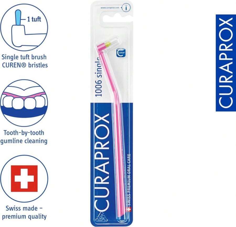 Curaprox CS 1006 Single Toothbrush U2013 Targeted Cleaning For Gumline And Braces | Ultra-Soft Single Tuft | For Sensitive Teeth And Implants - MàuA - Xem 1
