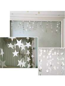 1 Set/2 Sets/4 Sets Of Sparkling Star Decorations For Birthday Parties, Blue, Silver, Gold, Rose Gold Flags, Can Be Used For Home Decoration, Outdoor Decoration, Stage Decoration, Star Pendants, Back To School Season, Valentine's Day, Ramadan, Ramadan Decoration, Eid Al Fitr And Other Occasions. - Silver - View 7
