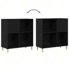 vidaXL Mueble de vinilo marrón negro 84,5 x 38 x 89 cm madera de ingeniería - Negro - Ver 6