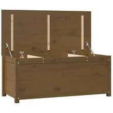 vidaXL Boîte de rangement castanho miel 110x50x45,5cm Bois massif de pin - Castanho - Ver 9