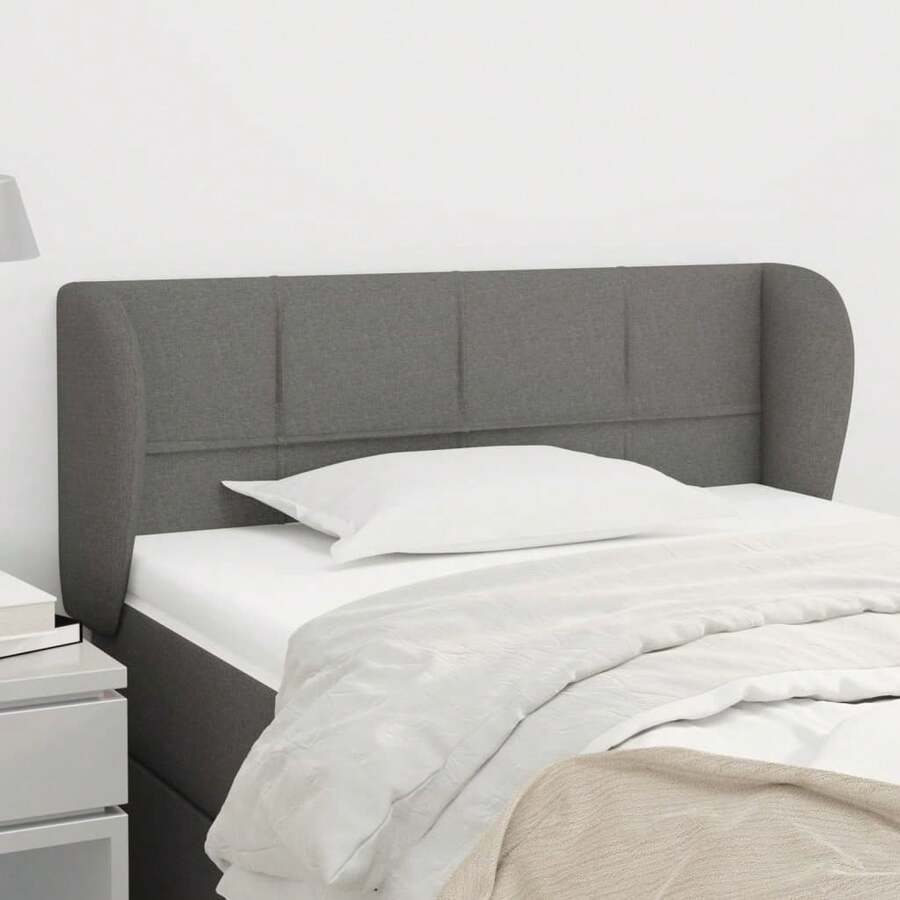vidaXL Tête de lit con oreilles Gris foncé 103x23x78/88 cm tessuto - Grigio - Visualizzare 1