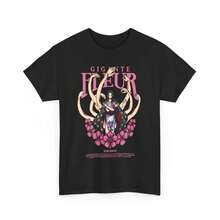Camiseta de algodón puro de One Piece con mangas de flores Nico Robin para hombres y mujeres, estilo anime, moda cómoda y casual de manga corta - Negro - Ver 1