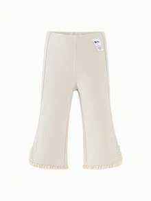 mini bala Girls' Elastic Leggings, Soft, Sweet And Comfortable, Flared Leg Style, Spring 2026 Collection - Light Khaki - View 4