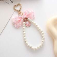 Beaded Butterfly Decor Keychain - Bow Pearl Pendant - View 13