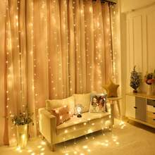 Luces de cortina de hadas con LED, luces decorativas interiores, alimentadas por USB, con control remoto, 8 modos de iluminación, adecuadas para el Día de San Valentín, Eid, Navidad, Día de la Madre, Pascua, dormitorio, fiesta, decoración de boda - guirnaldas de luces LED USB para cortinas - Ver 7