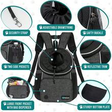 Mochila frontal para perro, mochila ajustable para perros y gatos, transportadora ventilada para senderismo, camping, viajes, bolsa de transporte para perros pequeos, medianos, cachorros, gatos grandes, mximo 15 libras, gris oscuro - Grisoscuro grande - Ver 4