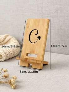 Adjustable Wooden A-Z Letter Floral Pattern Detachable DIY Foldable Slouchy Desk Phone Holder, Extendable Space-Saving, Suitable For Travel And Home Use Essential Phone Stand Valentine's Day Gift - Multicolor - View 10