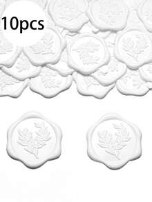 50张心形自粘蜡封贴纸，适用于礼品、婚礼请柬、信封、日记本、缝纫、教师印章、蜡封、婚礼、圣诞节 - 白色 - 白色-迷迭香 - 查看 8