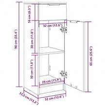 vidaXL Armadio da bagno Chêne fumé 32x34x90 cm Legno d'ingegneria - Castano - Visualizzare 10