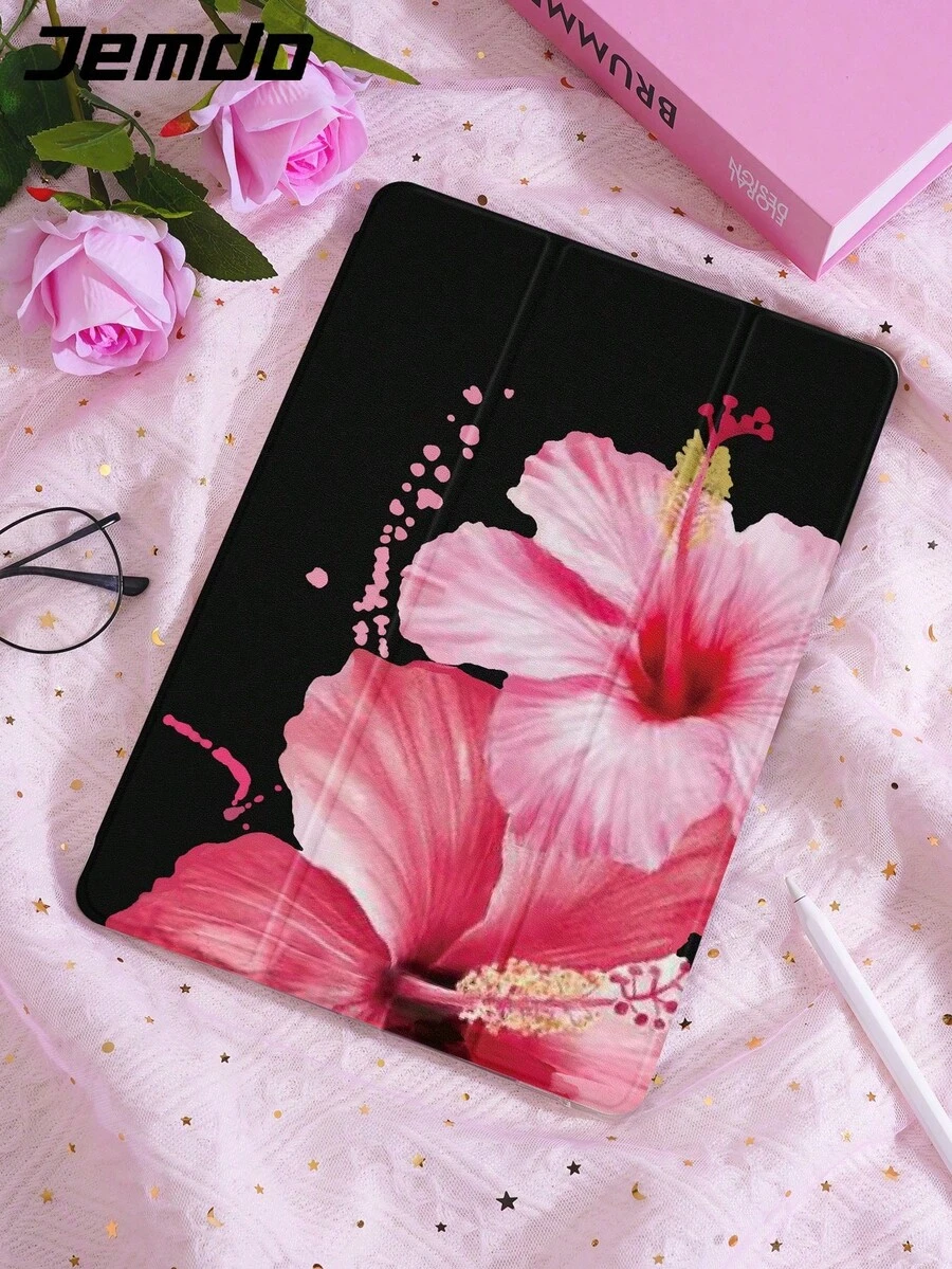 1pc Vintage Blue Hibiscus Flower Pattern Tablet Protective Case, Compatible With Apple IPad 10.2 Inch, IPad Pro 2021/2020, IPad 9th/10th Gen, IPad 11 Inch 11th Gen 2025, Galaxy Tab A8 10.5 Inch  Matepad 10. , Anti-Drop, With Pen Slot, Support Sleep/Wake - 多色-7 - 查看 1