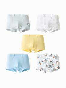 Balabala Boys Cotton Boxer Briefs A-Class, Antibacterial Breathable Soft Underwear, 5 Packs Kids Shorts
