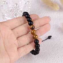 1条虎眼石哑光黑手工编织手链，送给男友、儿子、丈夫、爱人、周年纪念日、圣诞节的礼物 - 手鍊 - 查看 5