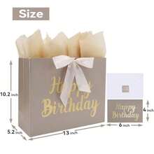 Gift Bags Large With Ribbon13'' Large Birthday Gift Bag Set With Ribbon Handles Greeting Card Tissue Papers And Stickers For Women S Men S Gold Foil Happy Birthday Design 1 Pcs - Gold - View 2