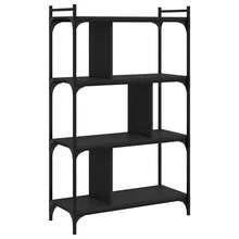 Estante vidaXL com 4 níveis, preta, 76x32x123 cm, em madeira engenheirada. - Preto - Ver 2