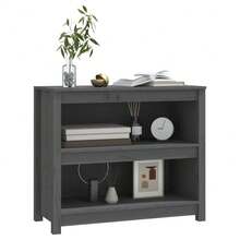 vidaXL Bücherregal Grau 80x35x68 cm Massives Kiefernholz - Grau - Übersicht 4