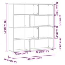 vidaXL Biblioteca de ángulos 4 niveles de ingeniería artesanal de la madera - Marrón - Ver 10