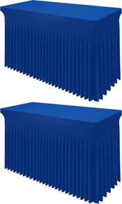 Smiry Spandex Tablecloth 2 Pack, Elastic Fitted Stretch Tablecloth For 8FT Rectangle Tables, Waterproof Washable Table Cover Skirt For Outdoor, Wedding, Banquet &Amp; Parties (Blue, 96Lx30Wx30H Inch) - ColorC - 查看 1