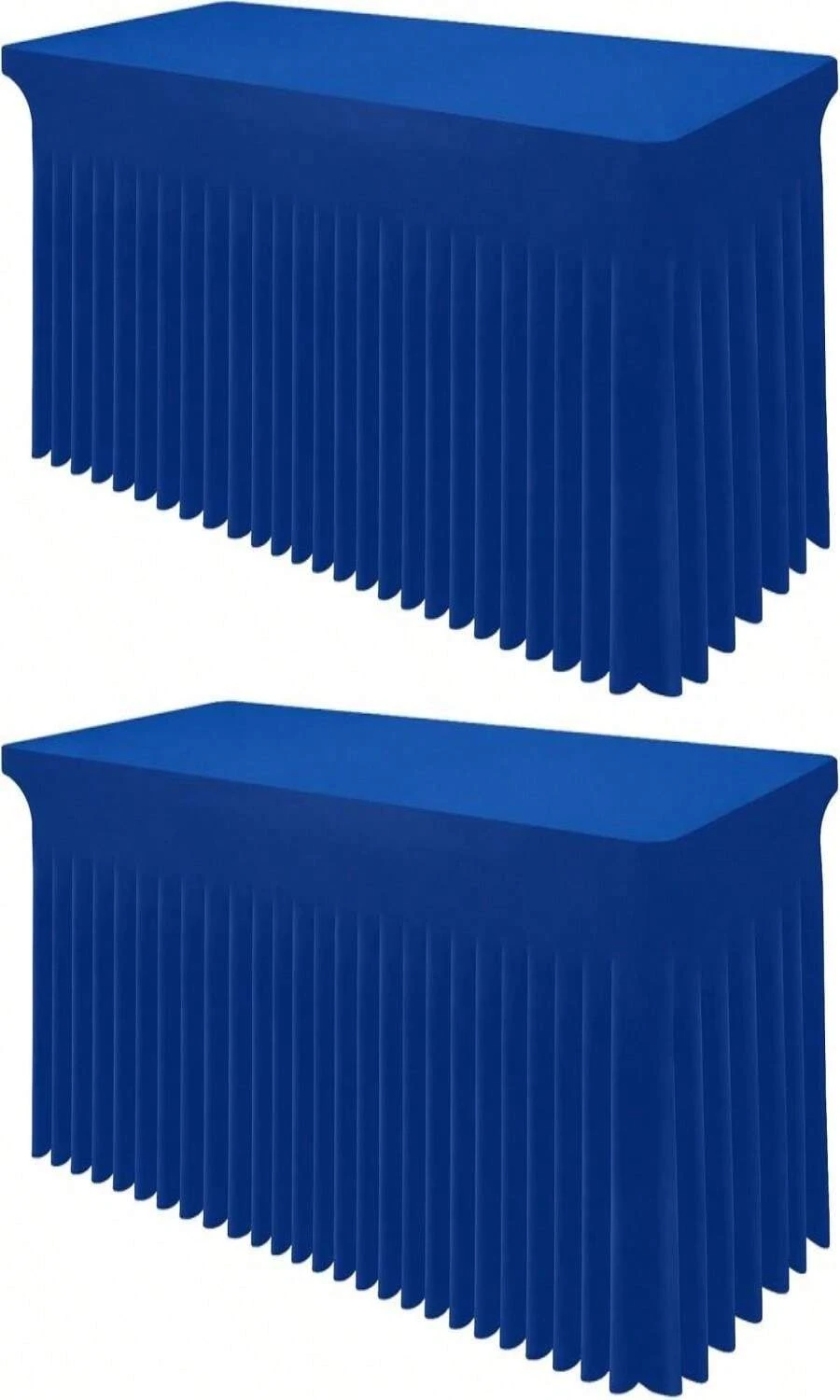Smiry Spandex Tablecloth 2 Pack, Elastic Fitted Stretch Tablecloth For 8FT Rectangle Tables, Waterproof Washable Table Cover Skirt For Outdoor, Wedding, Banquet &Amp; Parties (Blue, 96Lx30Wx30H Inch) - ColorC - 查看 1