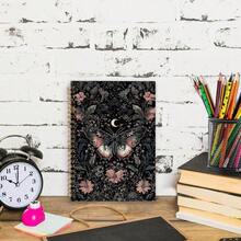 Nvucamd Witchy Celestial Butterfly Floral Spiral Notebook, Gothic Butterfly Moth Journal Notebook For Women, Dark Cottagecore Moth Flower Journaling Notebooks, Witchy Gifts Office Supplies, 5.5x8.3 Inch - 蝴蝶花 - 查看 7