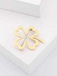 奢华不锈钢四叶草胸针 - 植物造型别针，适合女性休闲派对佩戴，亦可作为珠宝配饰或朋友礼物/徽章装饰 - 四葉草 - 查看 5