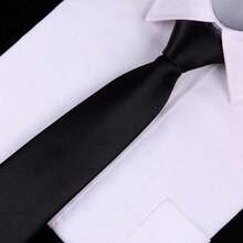 1pcs Black Simple Clip On Tie Security Tie For Men Women - màu đen - Xem 4