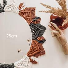 1件套手工编织壁挂，波西米亚风圆形墙饰，手工编织亚克力化妆镜，客厅/卧室背景墙挂毯 - 彩色 - 查看 13