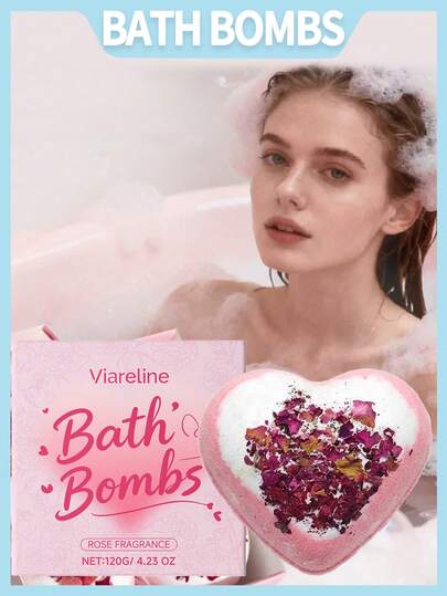 Viareline 1 Box Containing 120g Rose Heart-Shaped Bubble Bath Salts. This Heart-Shaped Fragrant Bath Salt Contains Plant Extracts, Gently Cleanses Pores, And Moisturizes Skin. It Provides A Rich Bubble Bath Experience, Suitable For Daily Body Cleansing, And Leaves A Long-Lasting Pleasant Aroma. Convenient For Travel And Outdoor Use.