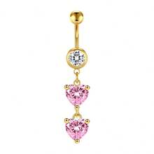 1件装 14G 肚脐环 垂坠式肚脐穿孔饰品 可爱粉色 CZ 爱心蝴蝶蝴蝶结花朵肚脐环 女士款 14G 银色不锈钢精致垂坠式肚脐穿孔饰品 派对圣诞节生日礼物