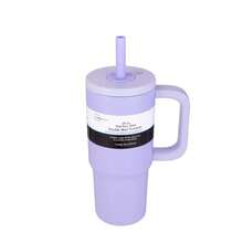 Purple 20 Oz Double Wall Insulated Stainless Steel Tumbler With Straw Lid And Carry Handle Leak Proof Iced Coffee Travel Mug For Summer Cold Drinks Reusable Cup Gift For Women Men - 1 - 查看 4