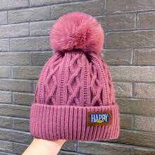 Winter Fleece-Lined Thickened Warm Knitted Hat For Women With Large Head Circumference, Ear Protection, And White Pom-Pom - 粉紅色[軟糯加絨款] - 查看 12
