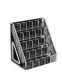 1个大容量水彩笔筒 - 亚克力分隔笔托盘 - 桌面绘画收纳架 - 马克笔收纳盒 - 开学季桌面整理盒 - 彩色 - 查看 4