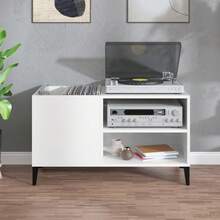 vidaXL Armadio a dischi bianco brillante 84,5x38x48 cm in legno metalmeccanico - Bianco - Visualizzare 3