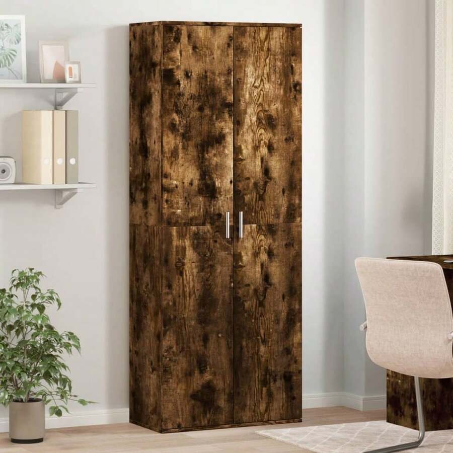 vidaXL Buffet haut chêne fumé 70x35x180 cm in legno d'ingénierie - Castano - Visualizzare 1