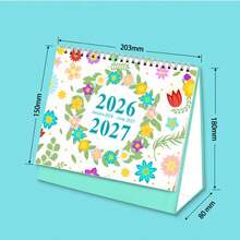 2026年英文创意极简桌面日历：18个月计划本，带365天倒计时和月度日程安排 | 高清双面印刷，优质胶版纸，加固双线圈装订，清新花卉设计，时尚简约 | 带节假日提醒 | 情侣、学生和职场人士的完美礼物 - 彩色 - 查看 5