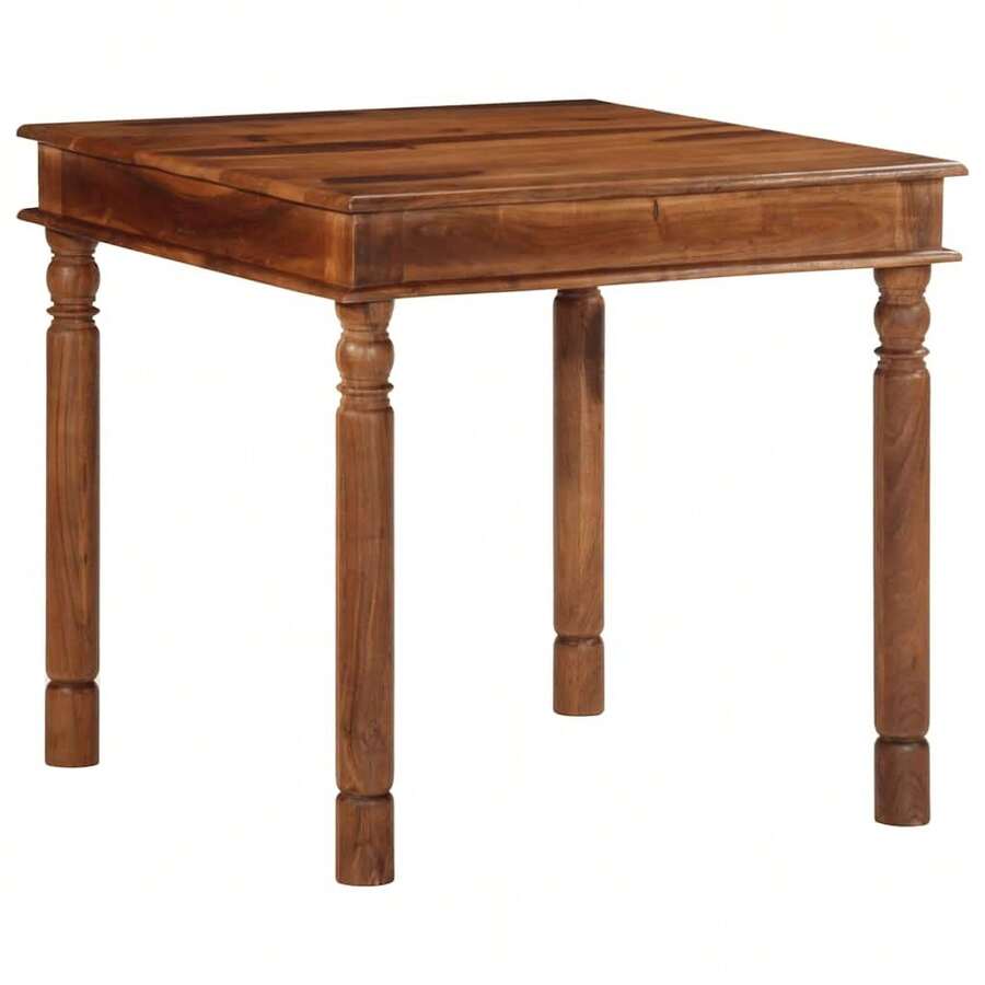 vidaXL Table à manger 80x80x77 cm bois d'acacia massif - Tabac - Voir 1