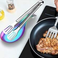 1/3pcs Stainless Steel Fish Shaped Spoon Rest, Food Clip, Hot Pot Spoon Holder Tray, Kitchen Utensil Rack, Buffet Spoon Stand Set, Christmas Gift, Back To School