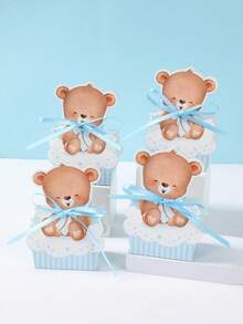 12 pièces Boîtes cadeaux en forme d'ours en peluche, boîtes d'emballage en papier avec motif d'ours mignon pour bonbons et chocolats, convient pour les cadeaux de baby shower, boîtes cadeaux pour fête d'anniversaire sur le thème de l'ours, cadeaux de mariage, décoration de fête de révélation de genre, décoration de fête d'ours en peluche, décoration de table, fournitures pour fête d'anniversaire d'ours, remise des diplômes, rentrée scolaire et autres occasions. - ours - Voir 6