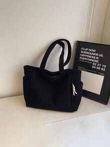 大容量时尚女士单肩手提包，采用柔软耐用的灯芯绒面料，配有侧袋和多个隔层，拉链封口，适合短途旅行、通勤、日常使用，也是情人节礼物的理想之选。 - 彩色 - 查看 18