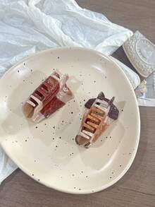 1个咖啡面包造型发爪夹，女士发饰，适合作为生日礼物、情人节礼物、发夹、发卡、发爪，秋冬假日装扮女士发饰 - 彩色 - 查看 6