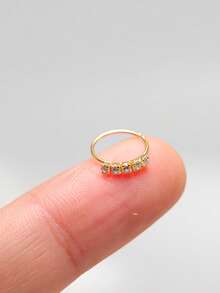 1件装 透明5颗锆石鼻环 925纯银耳骨耳环 耳廓耳屏耳骨耳骨穿孔饰品