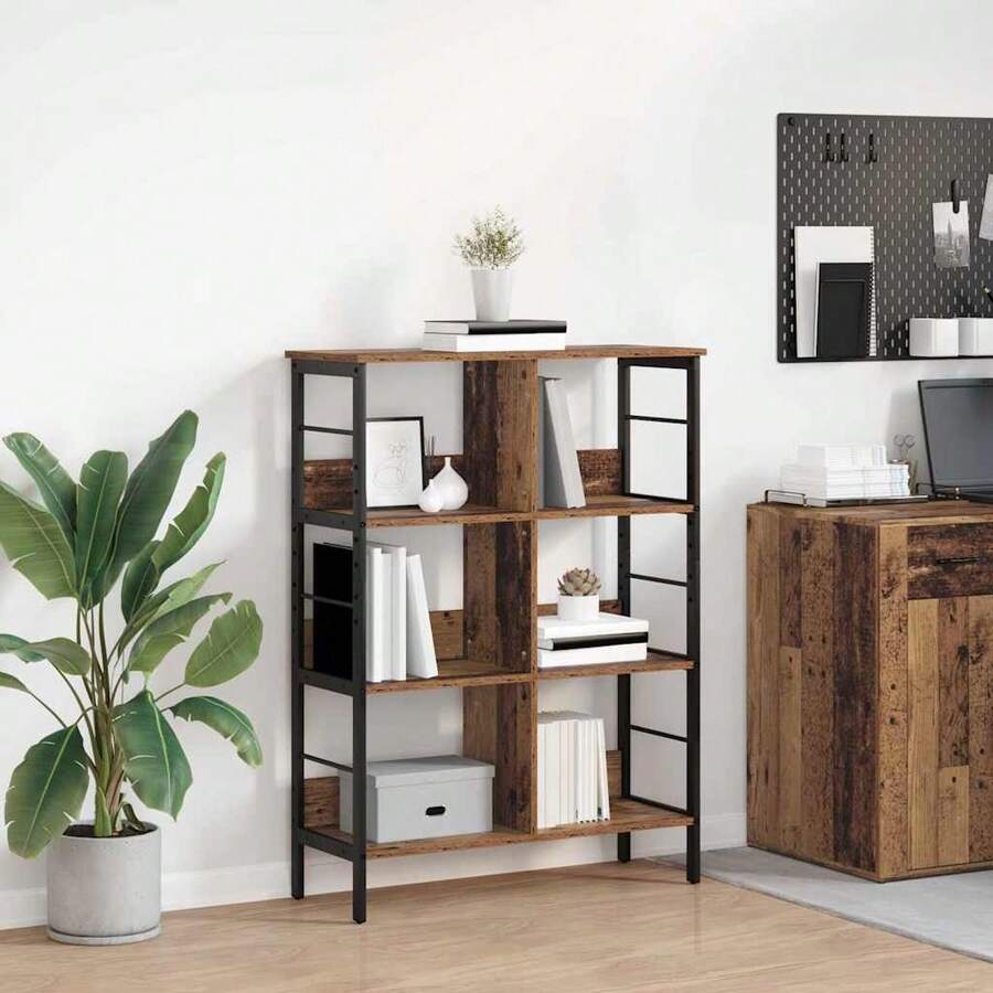 vidaXL Étagère Bois Ancien 82 x 32 x 112 cm Bois d'ingénierie - Tabac - Voir 1