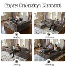 Modern Sofas For Living Room: 104" Modular Boneless Cloud Couch | L-Shape Sectional W/ Chaise Lounge, Deep Seat & Easy Setup | Bedroom Friendly - Màu Khaki - Xem 3